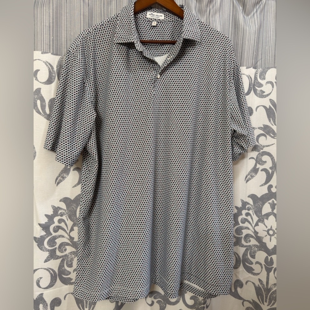 Peter Millar Men's Multicolored Geometric Summer Comfort Golf Polo‎ Sz L EUC